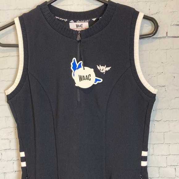 WAAC Win At All Costs! NWT Golf Soft Shell 1/2 Zip Dress M Black White Deadstock - Picture 7 of 16